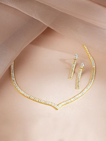 Golden Glow Crystal Necklace Set