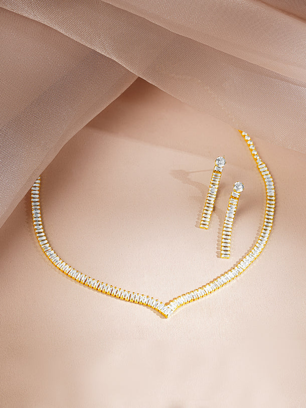 Golden Glow Crystal Necklace Set