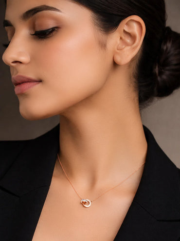 Demi Fine Rose Gold Plated Interlocked Crystal Pendant Necklace | Anti Tarnish
