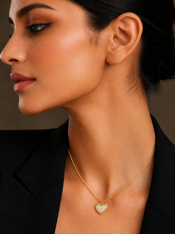 Demi Fine 18K Gold Plated Stainless steel Heart Charm Pendant Chain Necklace