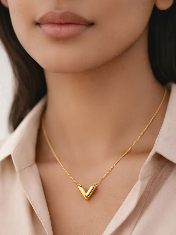 Demi Fine 18K Gold Plated Chevron V Shape Pendant Chain | Anti Tarnish
