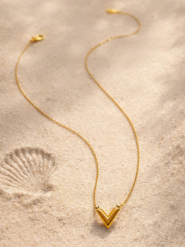Demi Fine 18K Gold Plated Chevron V Shape Pendant Chain | Anti Tarnish