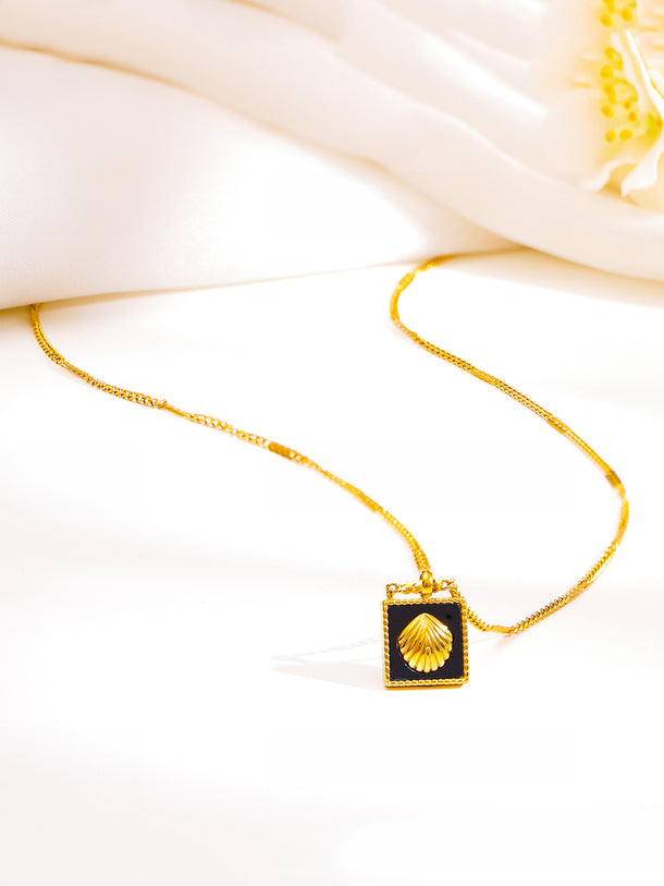 Demi Fine 18K Gold Plated Enamel Shell Pendant Chain Necklace | Anti Tarnish