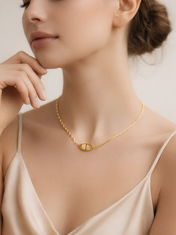 Demi Fine 18K Gold Plated Dual Chain Link Loop Chain Necklace | Anti Tarnish