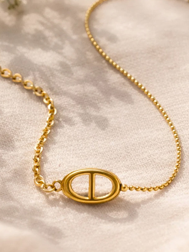 Demi Fine 18K Gold Plated Dual Chain Link Loop Chain Necklace | Anti Tarnish