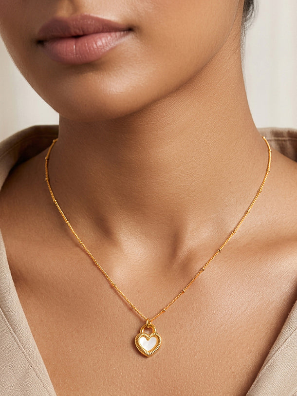 Demi Fine 18K Gold Plated Enamel Heart Charm Pendent Necklace | Anti Tarnish