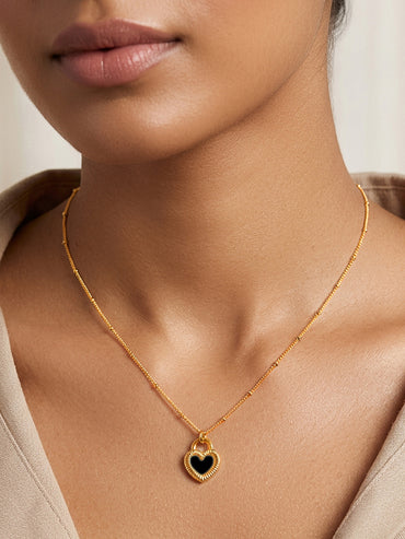 Demi Fine 18K Gold Plated Enamel Heart Charm Pendent Necklace | Anti Tarnish