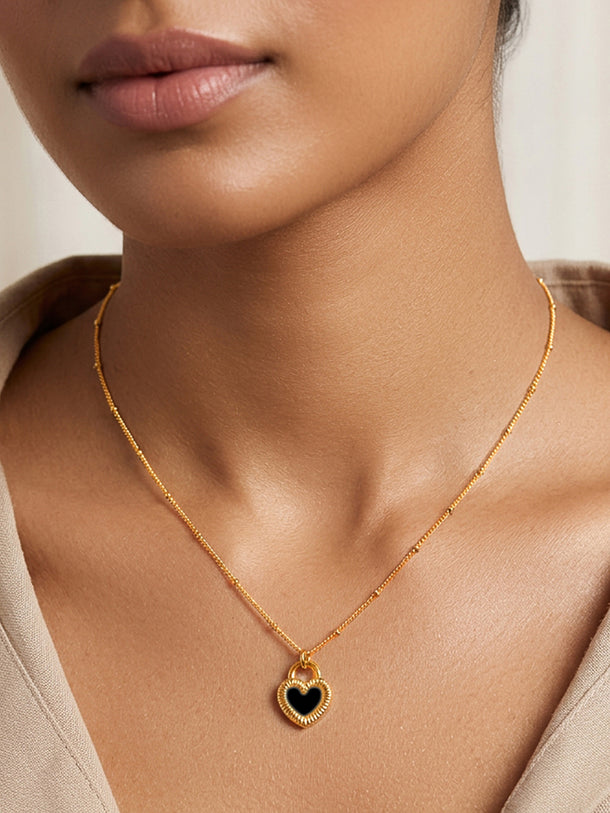 Demi Fine 18K Gold Plated Enamel Heart Charm Pendent Necklace | Anti Tarnish