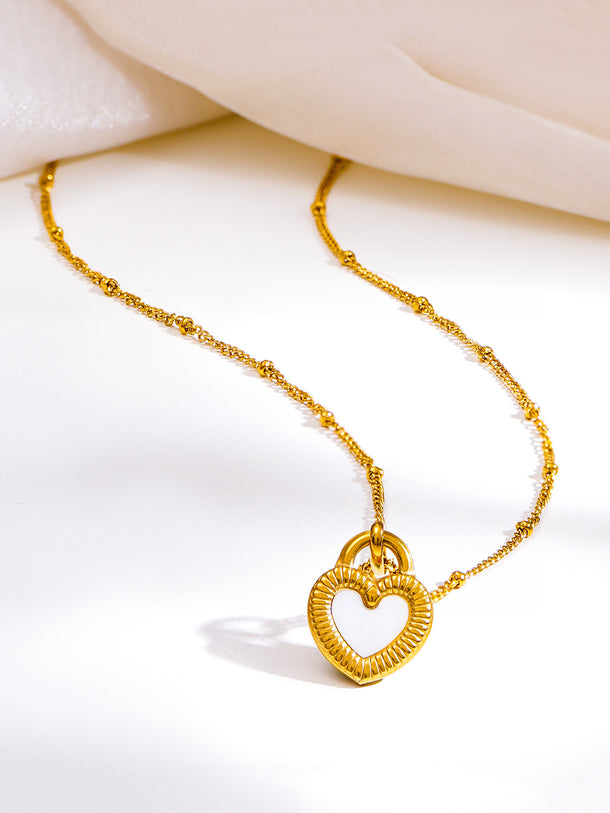 Demi Fine 18K Gold Plated Enamel Heart Charm Pendent Necklace | Anti Tarnish