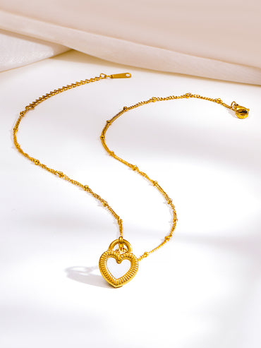 Demi Fine 18K Gold Plated Enamel Heart Charm Pendent Necklace | Anti Tarnish