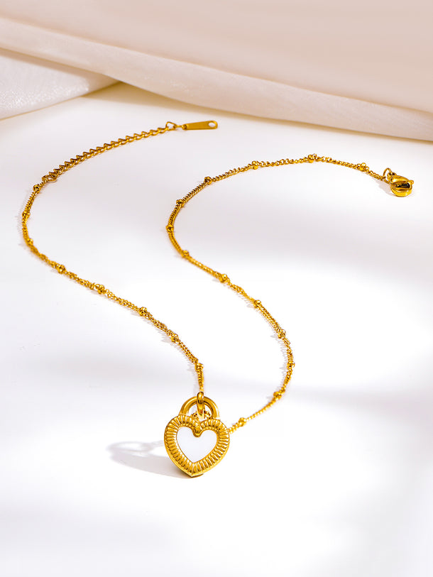 Demi Fine 18K Gold Plated Enamel Heart Charm Pendent Necklace | Anti Tarnish
