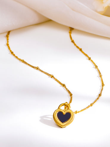 Demi Fine 18K Gold Plated Enamel Heart Charm Pendent Necklace | Anti Tarnish