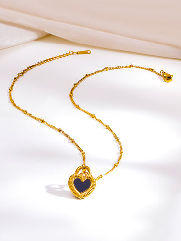 Demi Fine 18K Gold Plated Enamel Heart Charm Pendent Necklace | Anti Tarnish