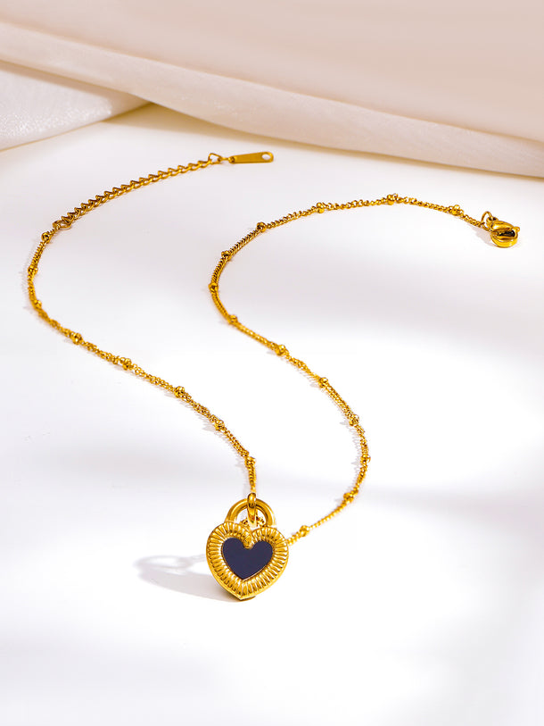Demi Fine 18K Gold Plated Enamel Heart Charm Pendent Necklace | Anti Tarnish