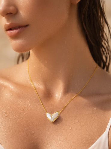 Demi Fine 18K Gold Plated White Enamel Heart Pendant Necklace | Anti Tarnish