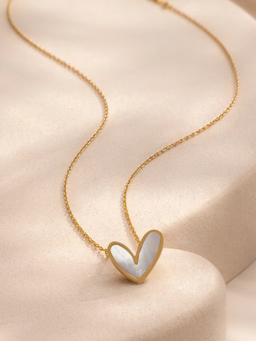 Demi Fine 18K Gold Plated White Enamel Heart Pendant Necklace | Anti Tarnish