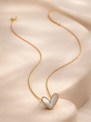 Demi Fine 18K Gold Plated White Enamel Heart Pendant Necklace | Anti Tarnish