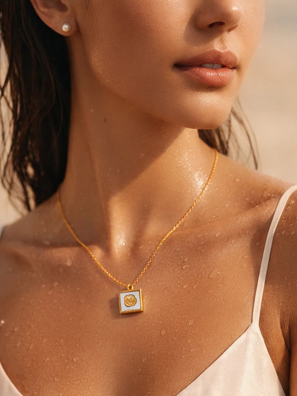 Demi Fine 18K Gold Plated Rose Enamel Pendant Necklace | Anti Tarnish