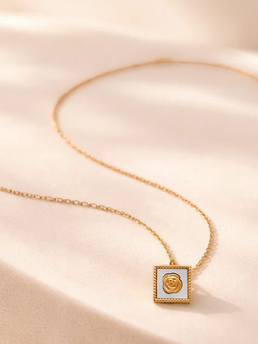 Demi Fine 18K Gold Plated Rose Enamel Pendant Necklace | Anti Tarnish
