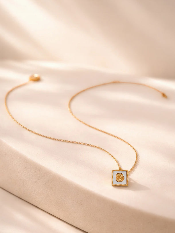 Demi Fine 18K Gold Plated Rose Enamel Pendant Necklace | Anti Tarnish