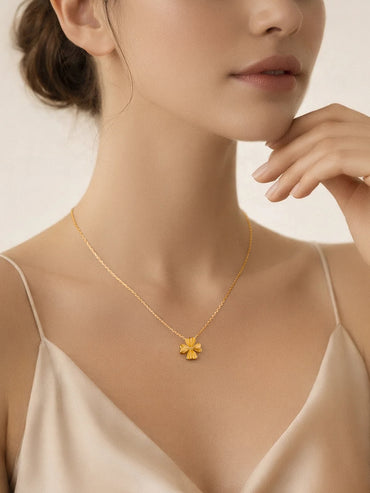 Demi Fine 18K Gold Plated Heart Petal Clover Pendant Necklace | Anti Tarnish
