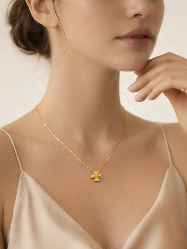 Demi Fine 18K Gold Plated Heart Petal Clover Pendant Necklace | Anti Tarnish