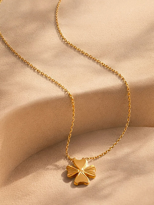 Demi Fine 18K Gold Plated Heart Petal Clover Pendant Necklace | Anti Tarnish