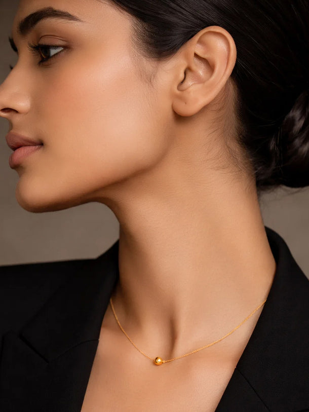 Demi Fine 18K Gold Plated Minimal Ball Pendant Chain Necklace | Anti Tarnish