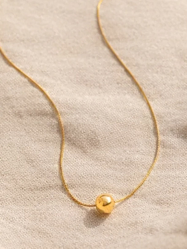 Demi Fine 18K Gold Plated Minimal Ball Pendant Chain Necklace | Anti Tarnish