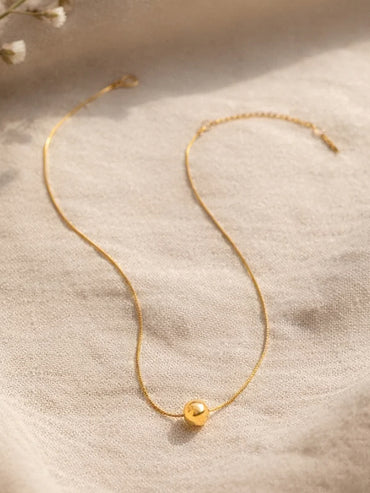 Demi Fine 18K Gold Plated Minimal Ball Pendant Chain Necklace | Anti Tarnish