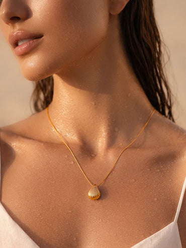 Demi Fine 18K Gold Plated Shell Pendant Snake Chain Necklace | Anti Tarnish