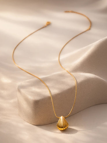 Demi Fine 18K Gold Plated Shell Pendant Snake Chain Necklace | Anti Tarnish