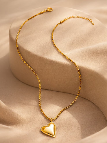 Demi Fine 18K Gold Plated Puffy Heart Pendant Chain Necklace | Anti Tarnish