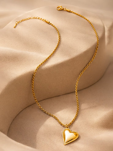 Demi Fine 18K Gold Plated Puffy Heart Pendant Chain Necklace | Anti Tarnish