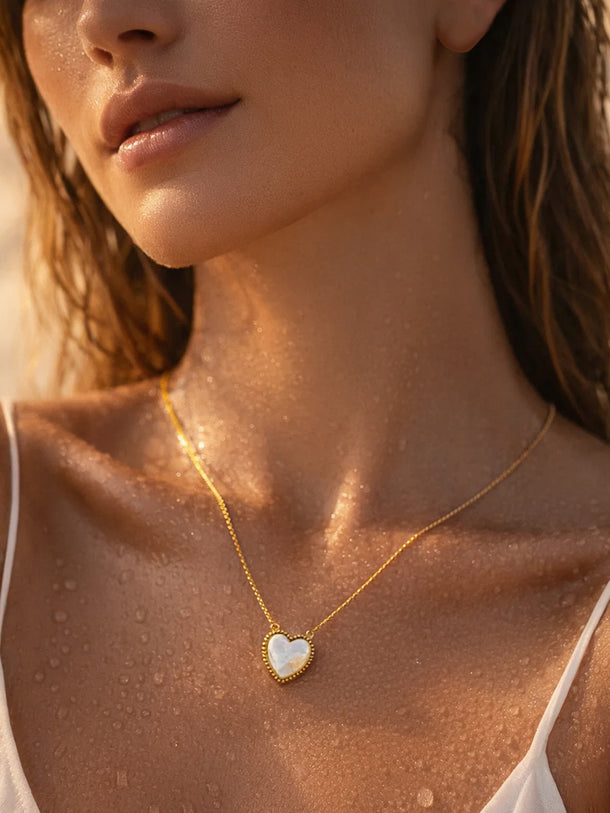 Demi Fine 18K Gold Plated Heart Frame Enamel Pendent Necklace | Anti Tarnish