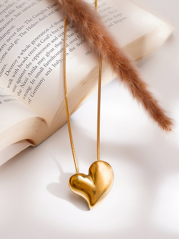 Demifine 18K Gold Plated Stainless steel Overlap Heart Pendant Chain Necklace
