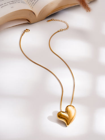 Demifine 18K Gold Plated Stainless steel Overlap Heart Pendant Chain Necklace