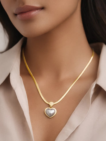 Demi Fine 18K Gold Plated Glossy Pearl Heart Pendent Necklace | Anti Tarnish