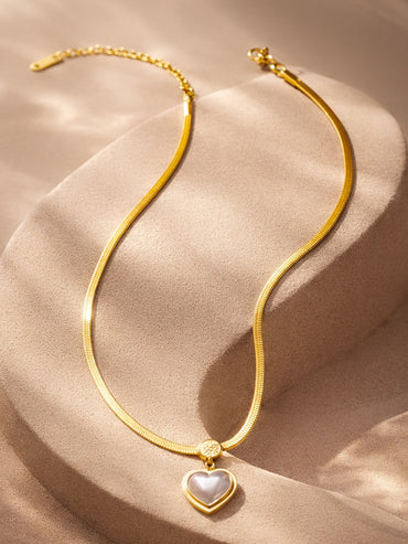 Demi Fine 18K Gold Plated Glossy Pearl Heart Pendent Necklace | Anti Tarnish