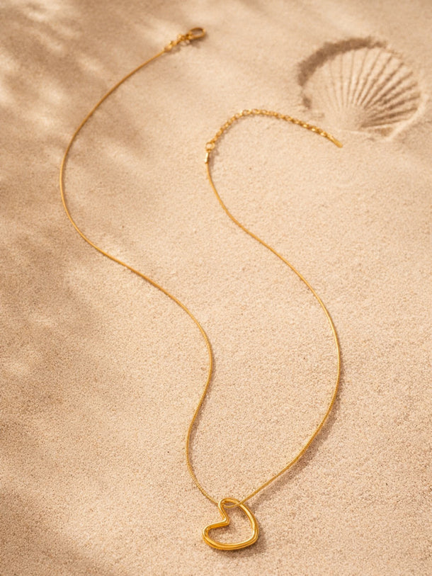 Demi Fine 18K Gold Plated Open Heart Pendant Chain Necklace | Anti Tarnish