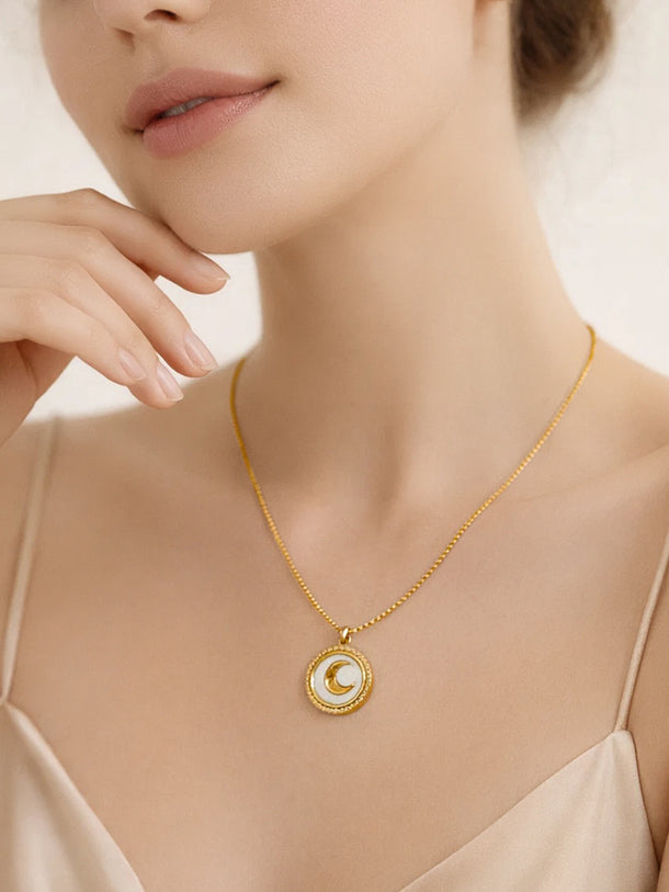 Demi Fine 18K Gold Plated Moon Coin Pendant Charm Necklace | Anti Tarnish