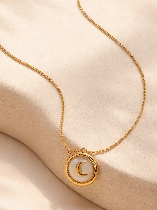 Demi Fine 18K Gold Plated Moon Coin Pendant Charm Necklace | Anti Tarnish