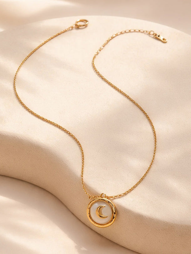 Demi Fine 18K Gold Plated Moon Coin Pendant Charm Necklace | Anti Tarnish