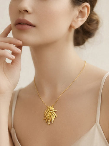 Demi Fine 18K Gold Plated Wave Curve Design Pendant Necklace | Anti Tarnish