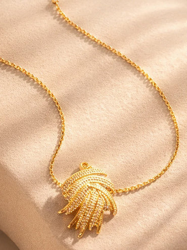 Demi Fine 18K Gold Plated Wave Curve Design Pendant Necklace | Anti Tarnish