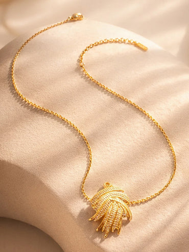 Demi Fine 18K Gold Plated Wave Curve Design Pendant Necklace | Anti Tarnish