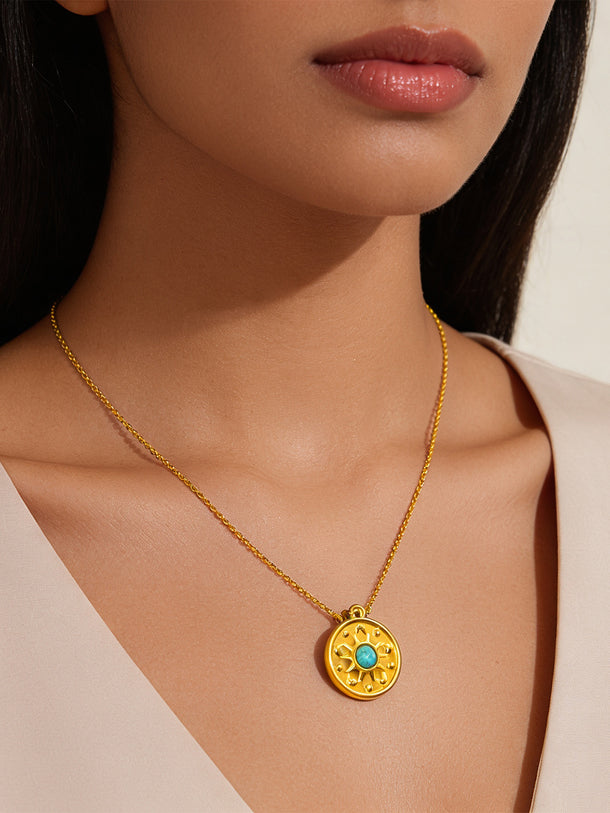 Demi Fine 18K Gold Plated Statement Turquoise Charm Necklace | Anti Tarnish