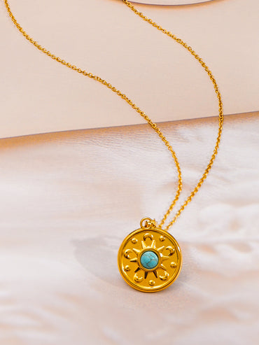 Demi Fine 18K Gold Plated Statement Turquoise Charm Necklace | Anti Tarnish