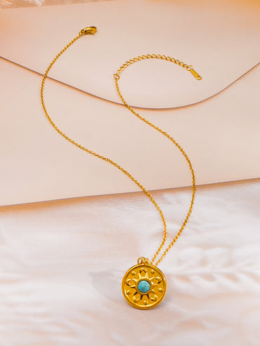 Demi Fine 18K Gold Plated Statement Turquoise Charm Necklace | Anti Tarnish