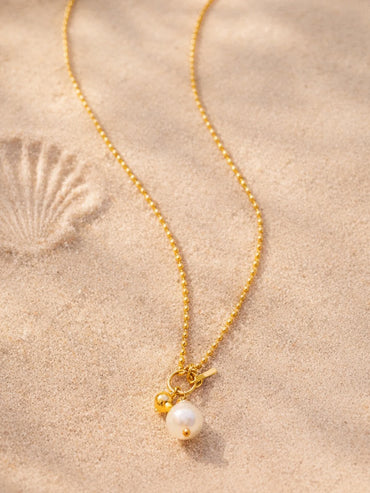 Demi Fine 18K Gold Plated Pearl Drop Toggle Chain Necklace | Anti Tarnish
